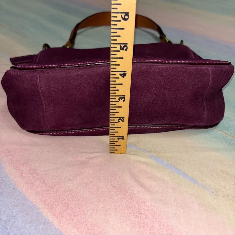 Vintage Coach Satchel Suede Purple Plum Handbag Hobo - Picture 10 of 11